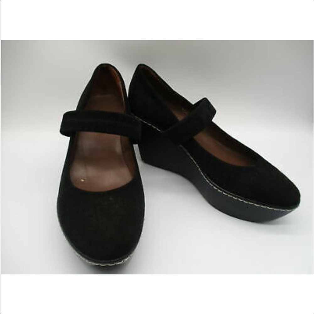 TAPEET by VICINI black suede wedge Mary Janes